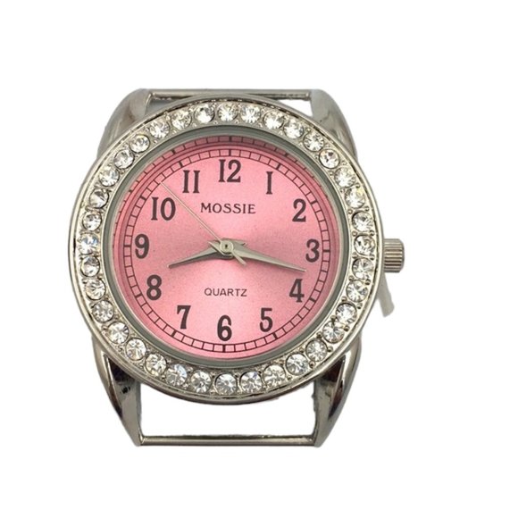 Mossie Round Pink w/Faux Diamonds Art Deco Face Watch - Picture 1 of 4
